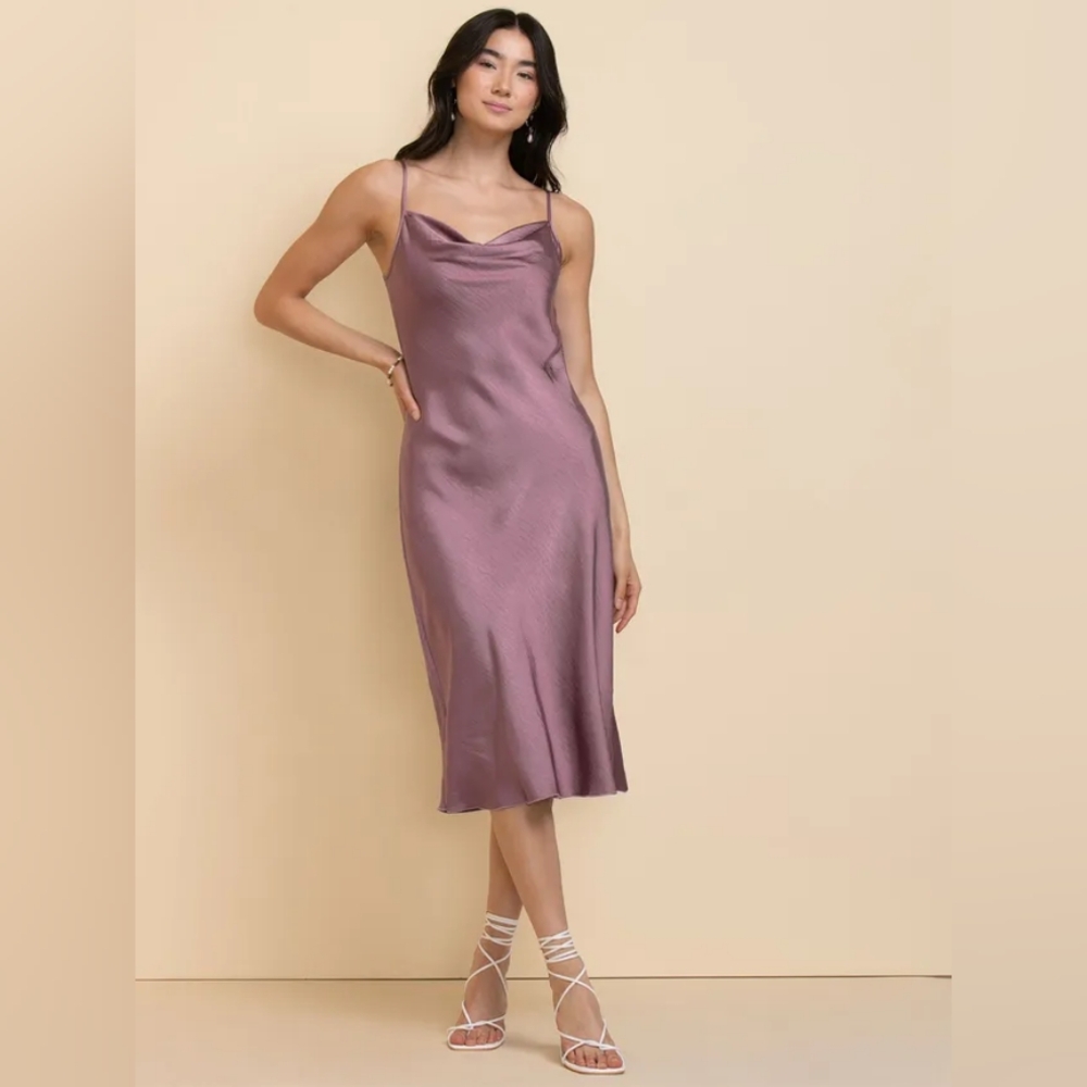 Chic Mauve Satin Slip Dress